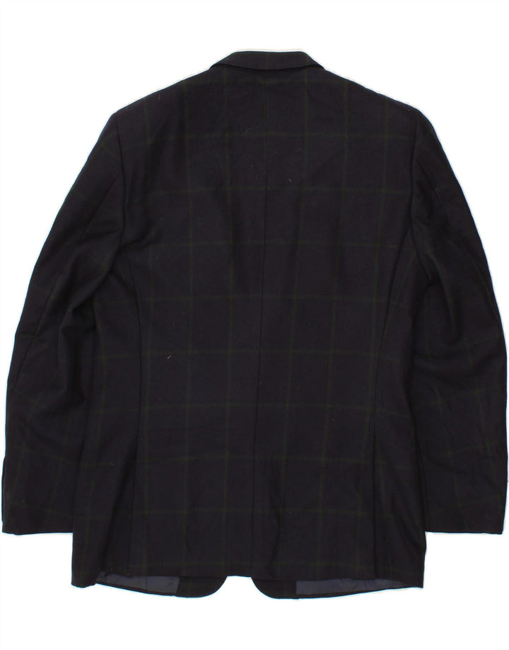 AQUASCUTUM Mens 2 Button Blazer Jacket UK 38 Medium Navy Blue Check Vintage Aquascutum and Second-Hand Aquascutum from Messina Hembry 