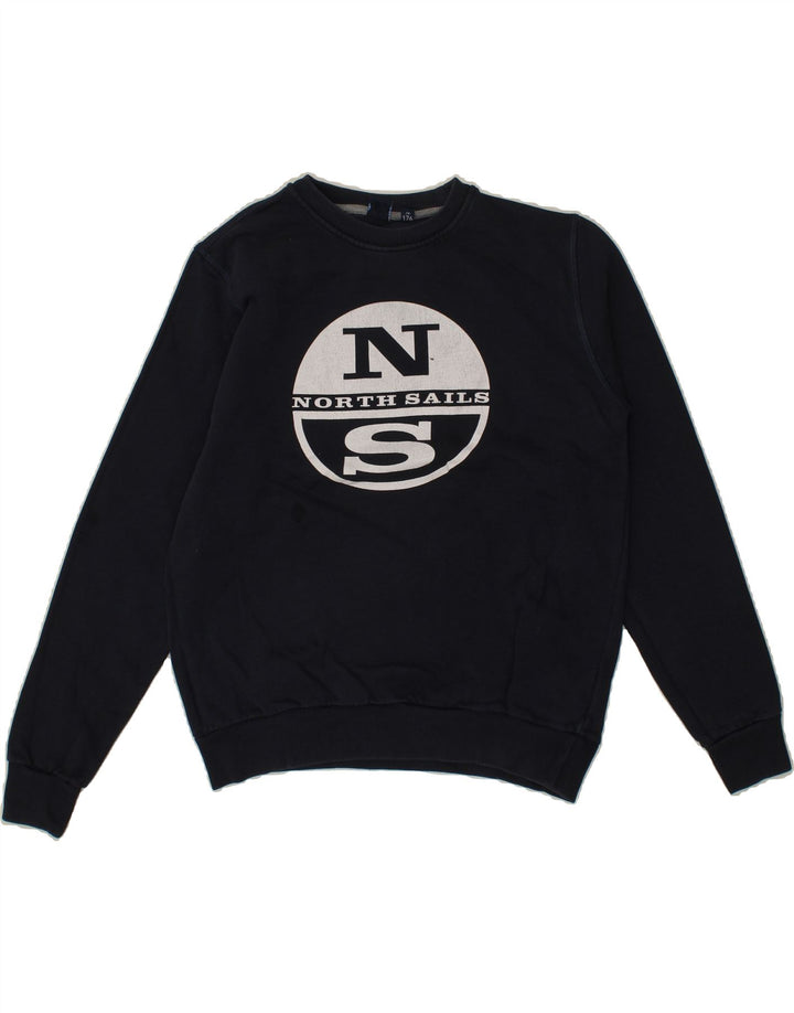 NORTH SAILS Boys Graphic Sweatshirt Jumper 15-16 Years Navy Blue Cotton Vintage North Sails and Second-Hand North Sails from Messina Hembry 
