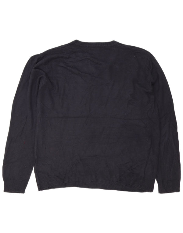 Pierre Cardin Mens V-Neck Jumper Sweater XL Navy Blue Acrylic