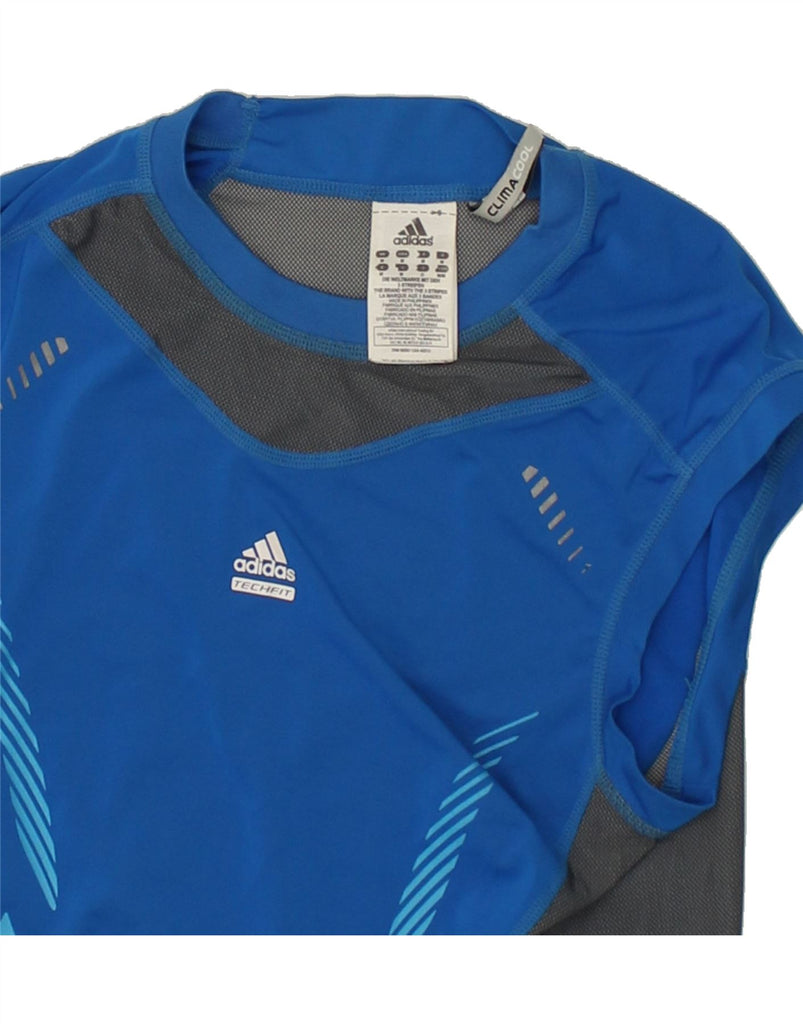 ADIDAS Womens Climacool Vest Top UK 12 Medium Blue Colourblock Polyacrylic | Vintage Adidas | Thrift | Second-Hand Adidas | Used Clothing | Messina Hembry 