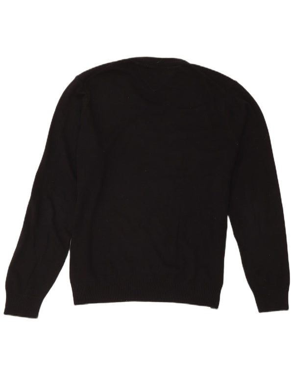Tommy Hilfiger Mens V-Neck Jumper Sweater Medium Black Cotton