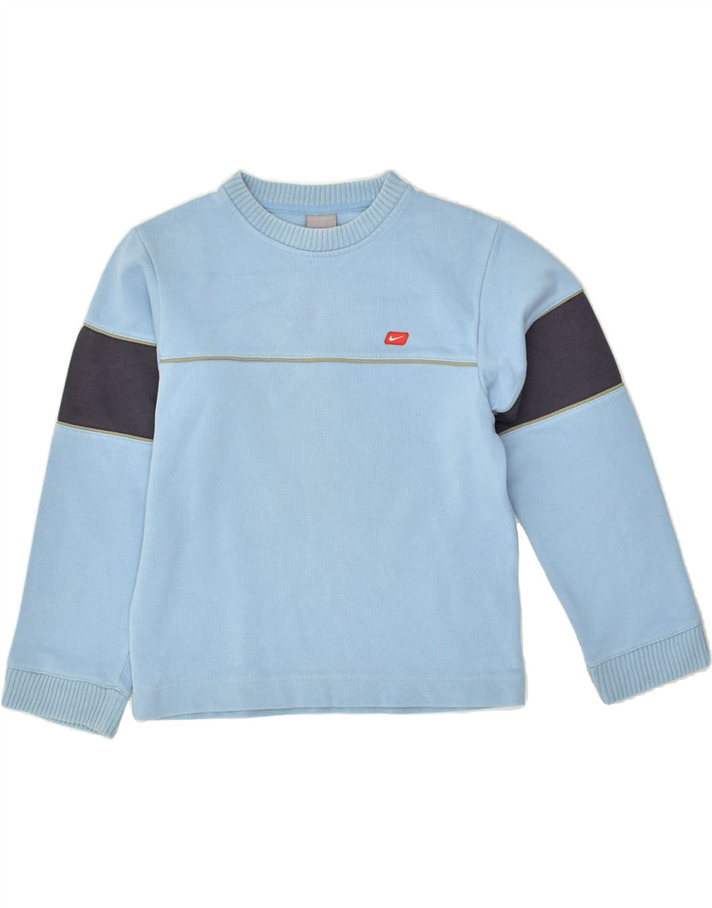 NIKE Boys Sweatshirt Jumper 11-12 Years Medium Blue Colourblock Cotton | Vintage Nike | Thrift | Second-Hand Nike | Used Clothing | Messina Hembry 