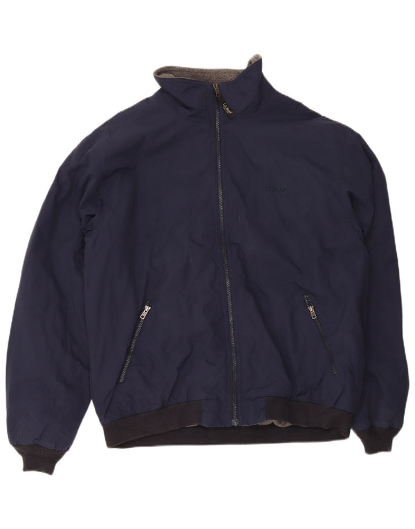 L.L.Bean Mens Bomber Jacket UK 40 Large Navy Blue Polyester