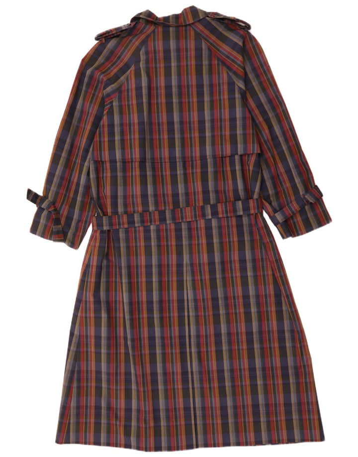 Vintage Womens Trench Coat UK 14 Large Multicoloured Check
