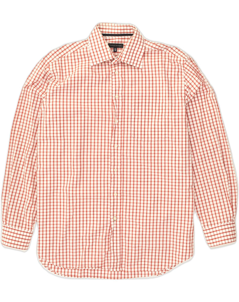 TOMMY HILFIGER Mens Shirt Size 16 Large Red Check Cotton | Vintage Tommy Hilfiger | Thrift | Second-Hand Tommy Hilfiger | Used Clothing | Messina Hembry 