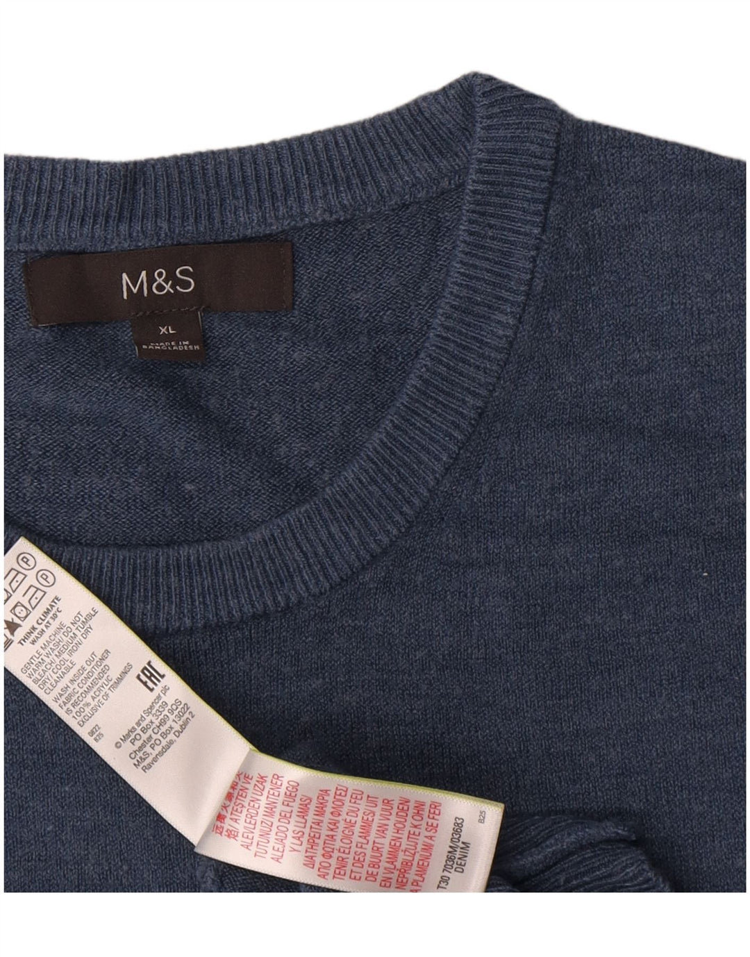 Marks & Spencer Mens Crew Neck Jumper Sweater XL Navy Blue Acrylic