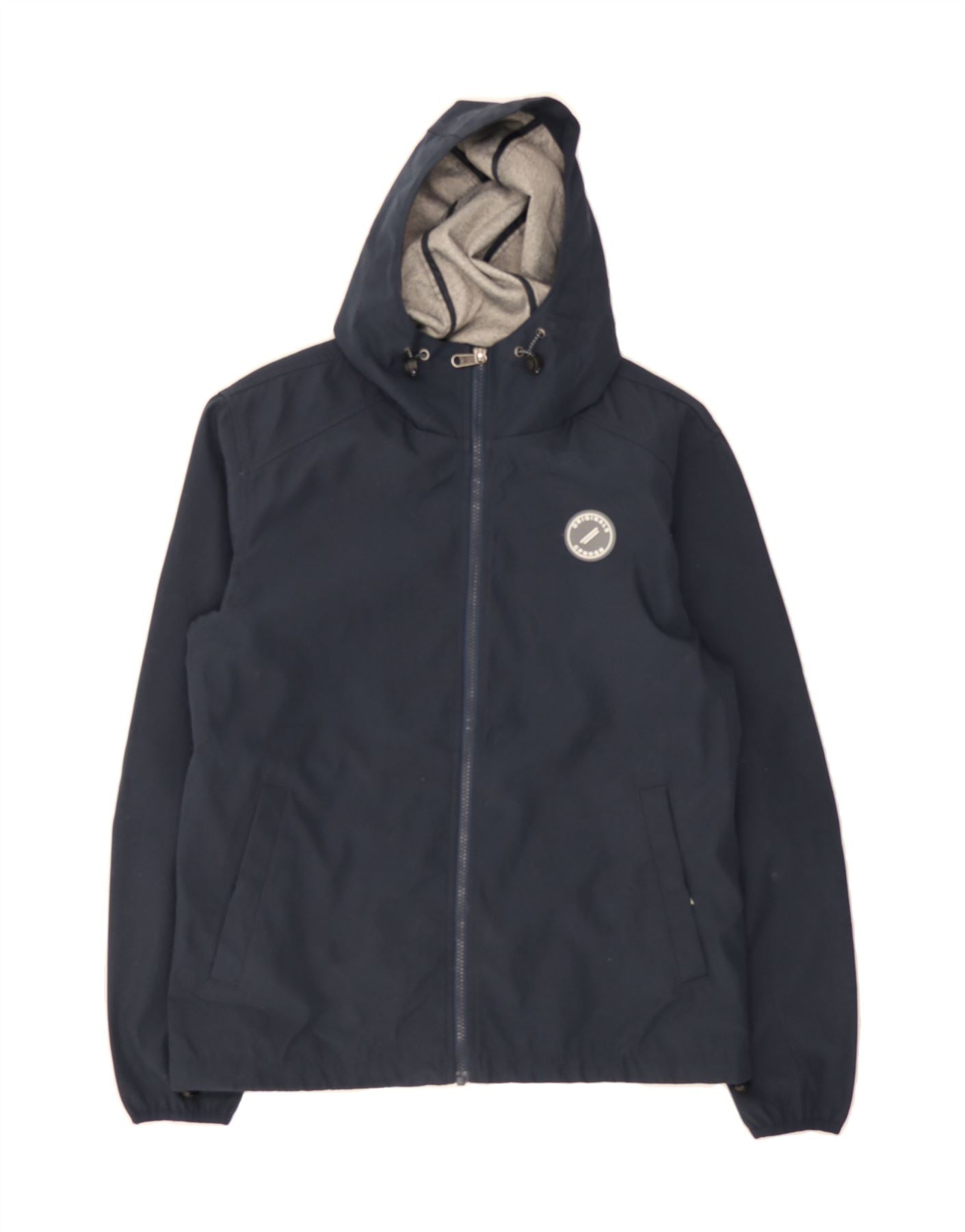 JACK JONES Mens Hooded Rain Jacket UK 38 Medium Navy Blue