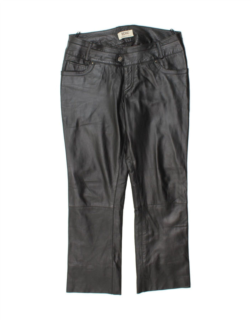 RICANO Womens Straight Leather Trousers W32 L28 Black Vintage Ricano and Second-Hand Ricano from Messina Hembry 