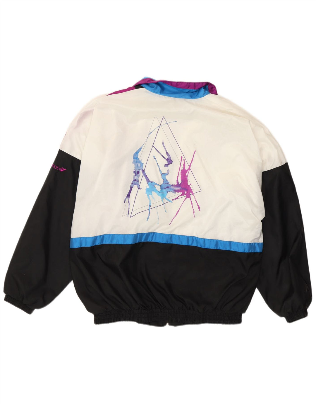 Rucanor Mens Graphic Tracksuit Top Jacket UK 38/40 Medium Black Colourblock