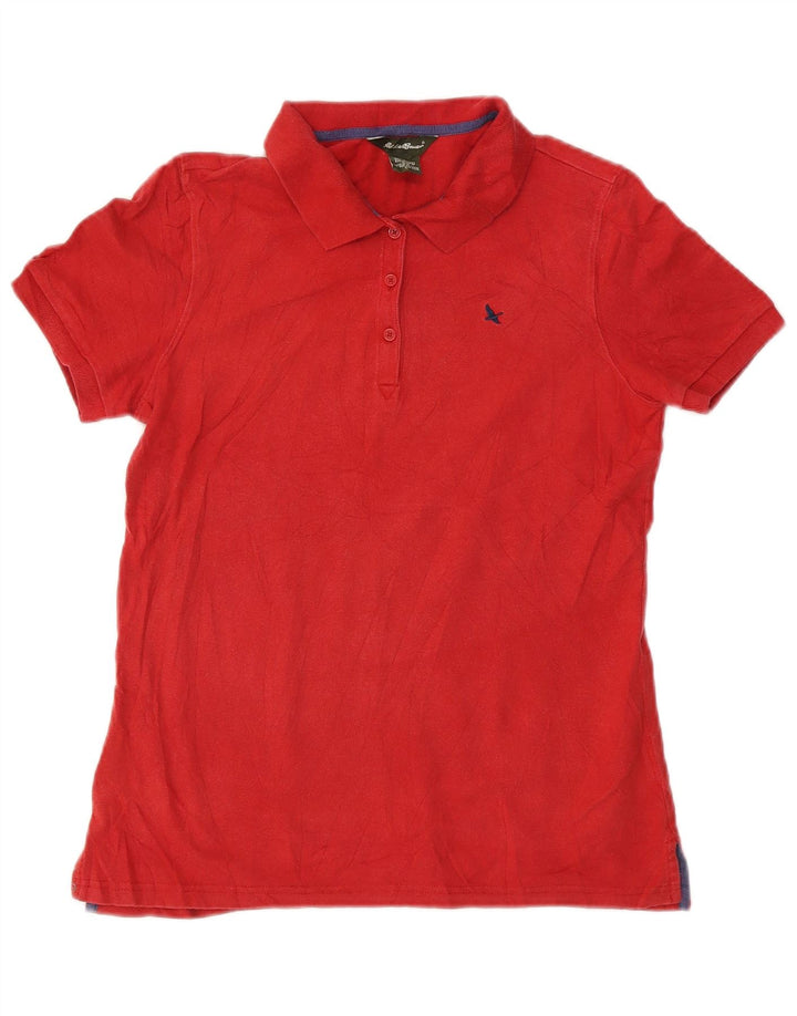 EDDIE BAUER Womens Polo Shirt UK 10 Small Red Cotton