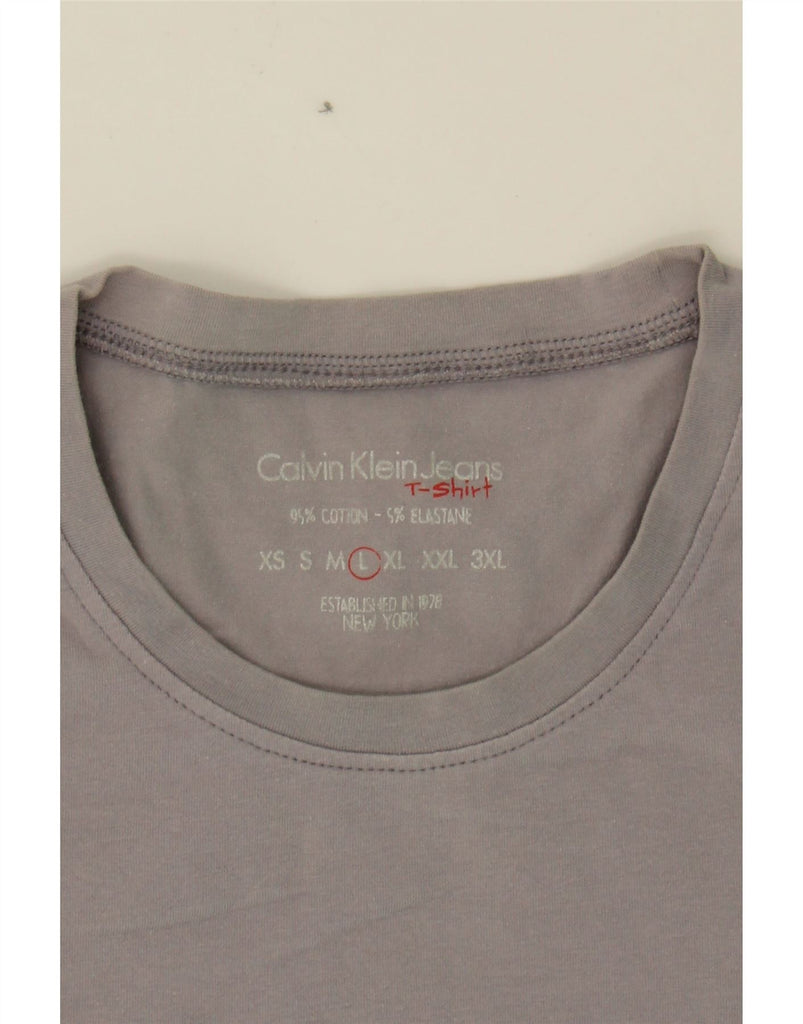 CALVIN KLEIN JEANS Womens Graphic T-Shirt Top UK 14 Large Grey Cotton Vintage Calvin Klein Jeans and Second-Hand Calvin Klein Jeans from Messina Hembry 