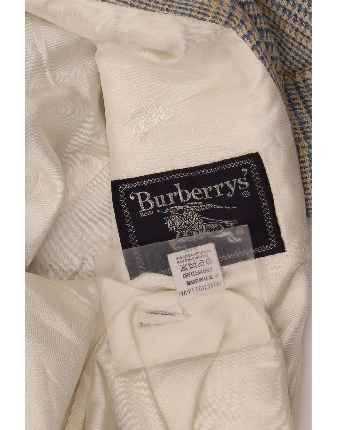 Burberrys Womens 3 Button Blazer Jacket UK 12 Medium Blue Houndstooth