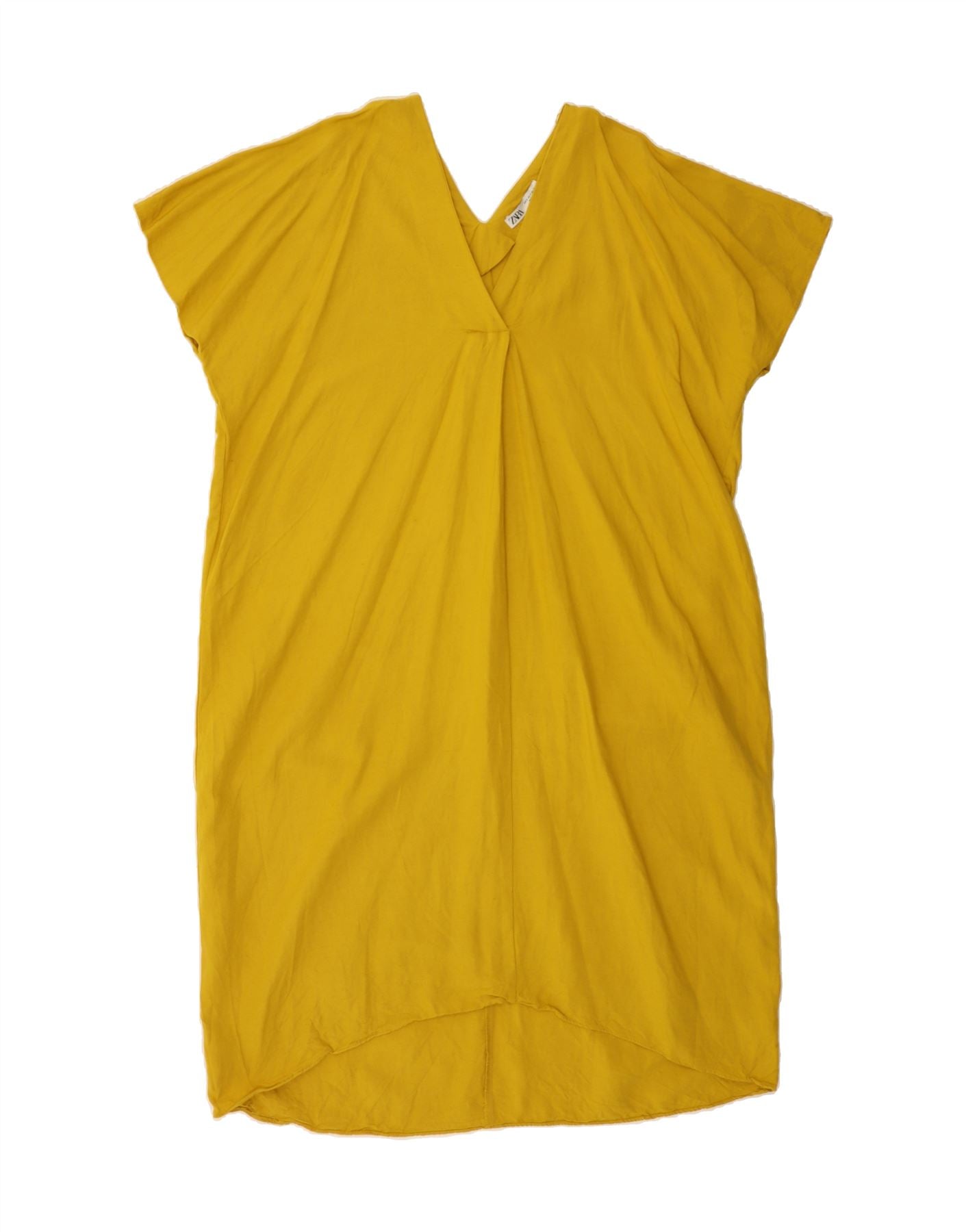 ZARA Womens Oversized Shift Dress UK 10 Small Yellow Viscose