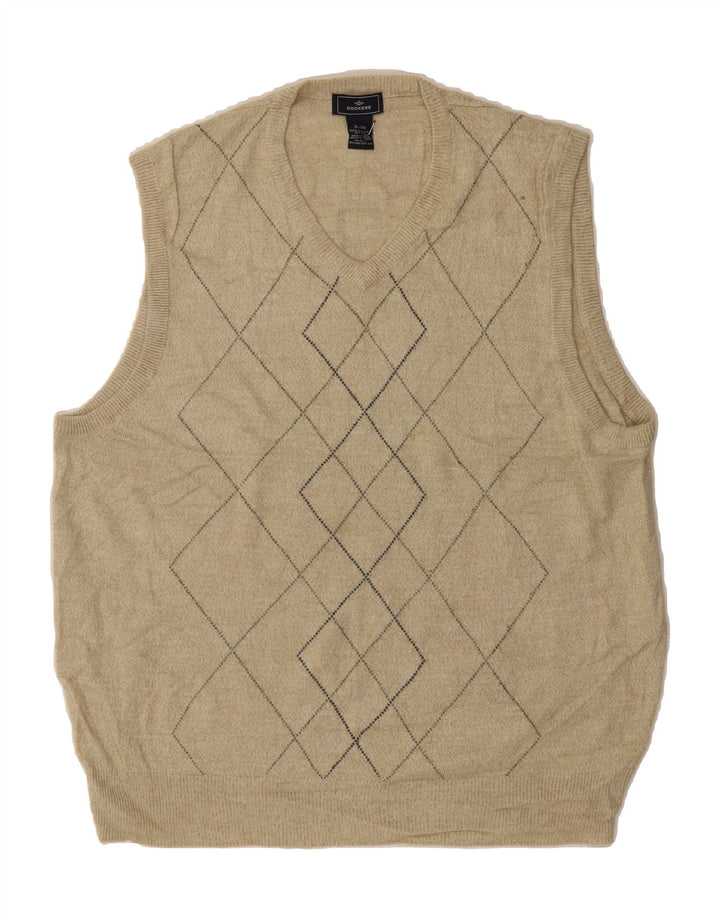 DOCKERS Mens Vest Tank Top XL Beige Argyle/Diamond Acrylic Vintage Dockers and Second-Hand Dockers from Messina Hembry 
