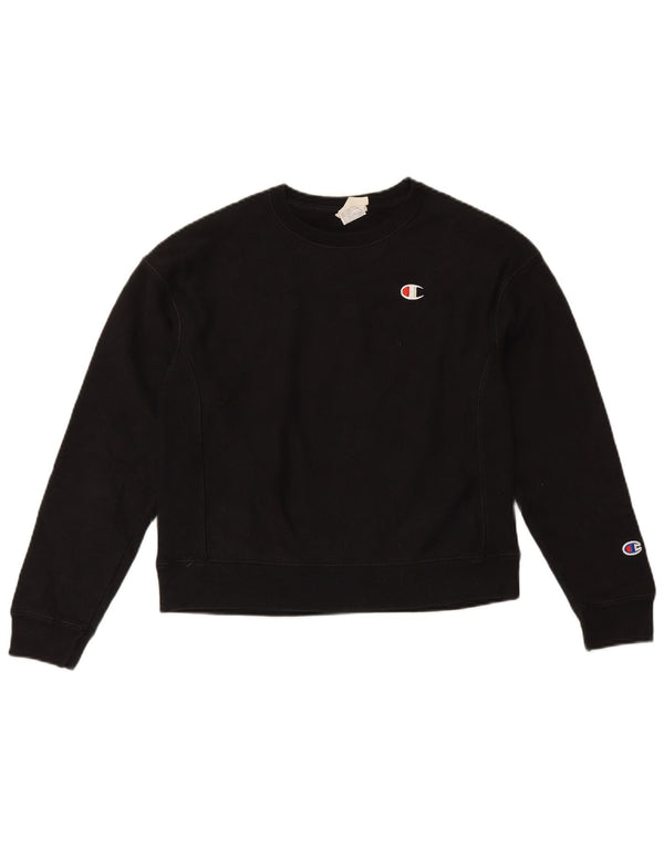 Champion Womens Reverse Weave Sweatshirt Jumper UK 10 Small Black Cotton