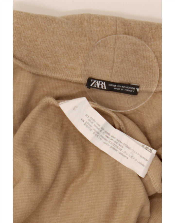Zara Womens Vest Top UK 12 Medium Beige Cotton