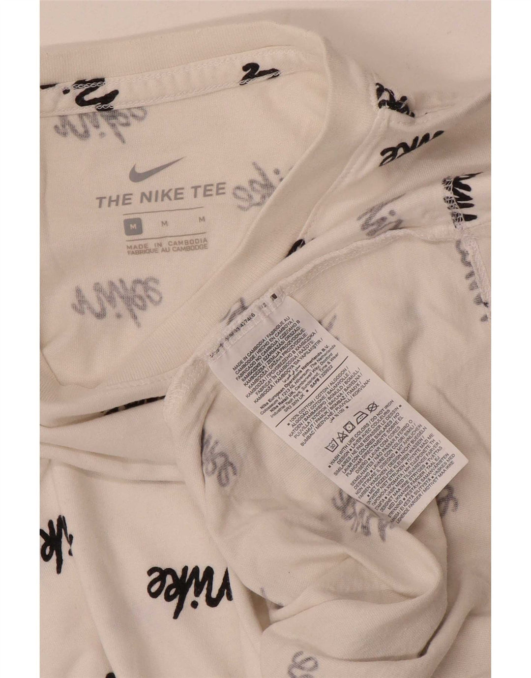 Nike Mens Graphic T-Shirt Top Medium White Cotton