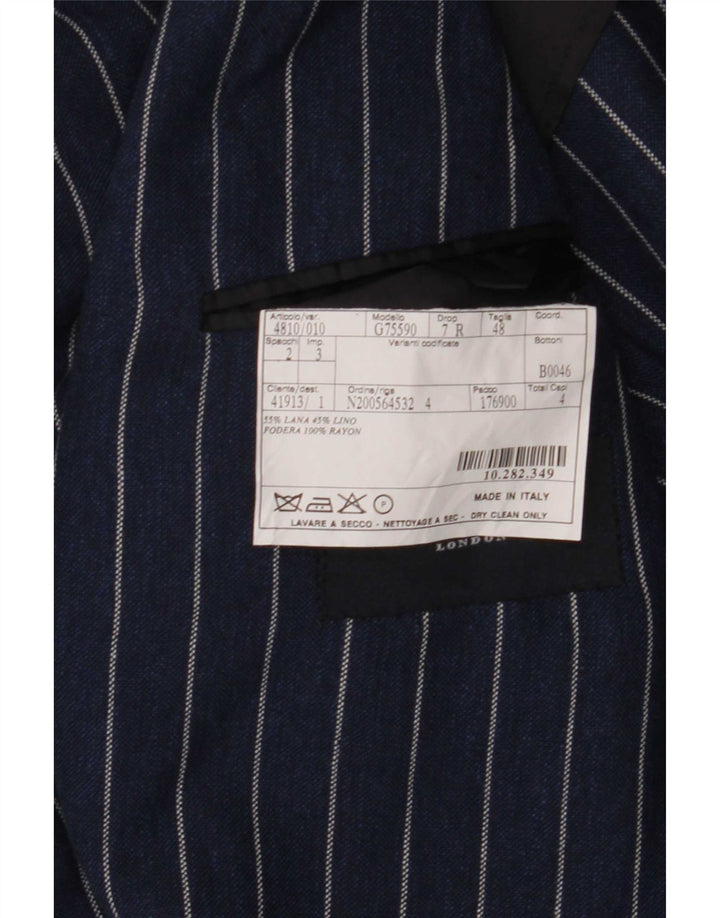 Burberry Mens 2 Button Blazer Jacket IT 48 Medium Navy Blue Pinstripe Wool