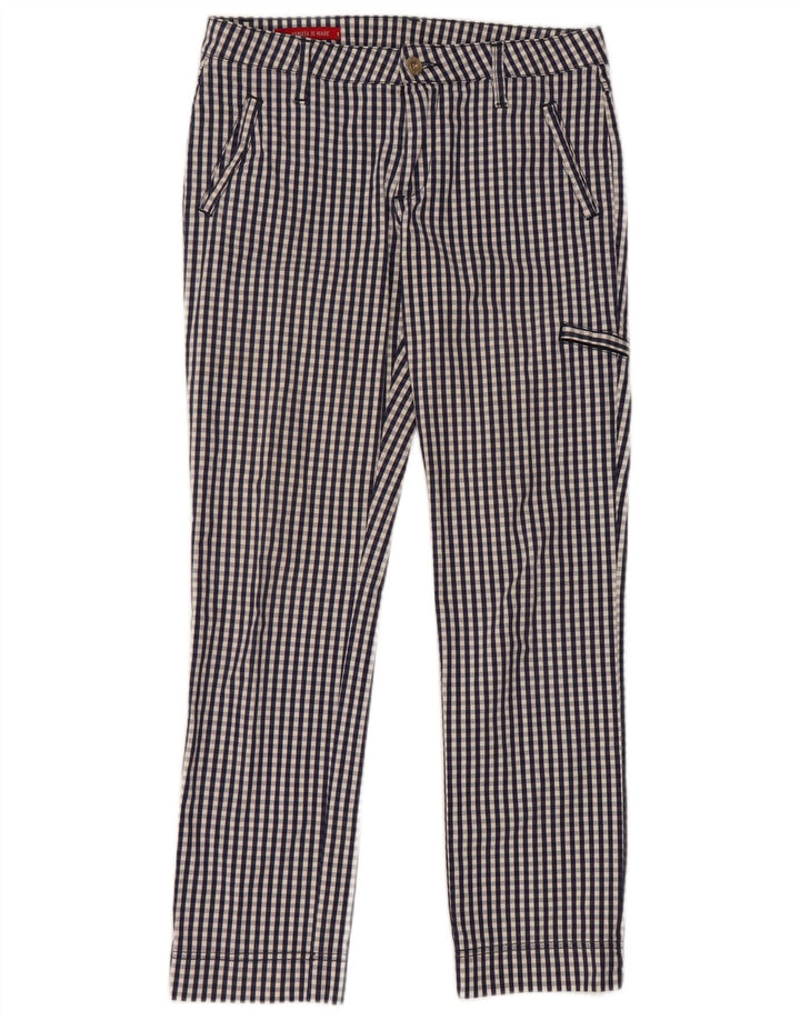 Armata Di Mare Womens Chino Trousers IT 42 Medium W30 L27 Navy Blue Gingham
