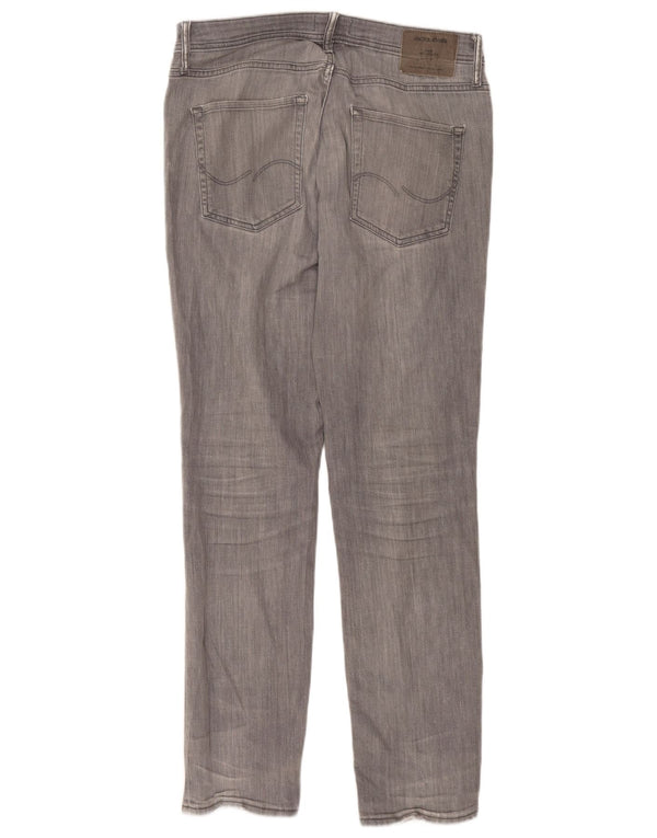 JACK & JONES Mens Tim Slim Straight Jeans W33 L34 Grey Cotton