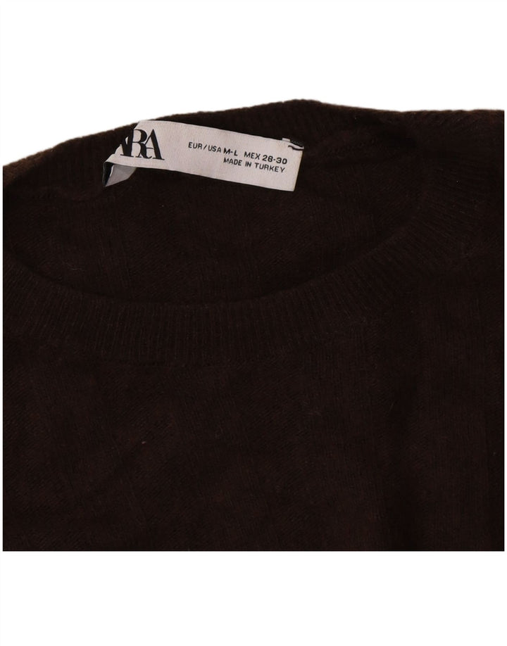Zara Mens Loose Fit Crew Neck Jumper Sweater Medium Brown