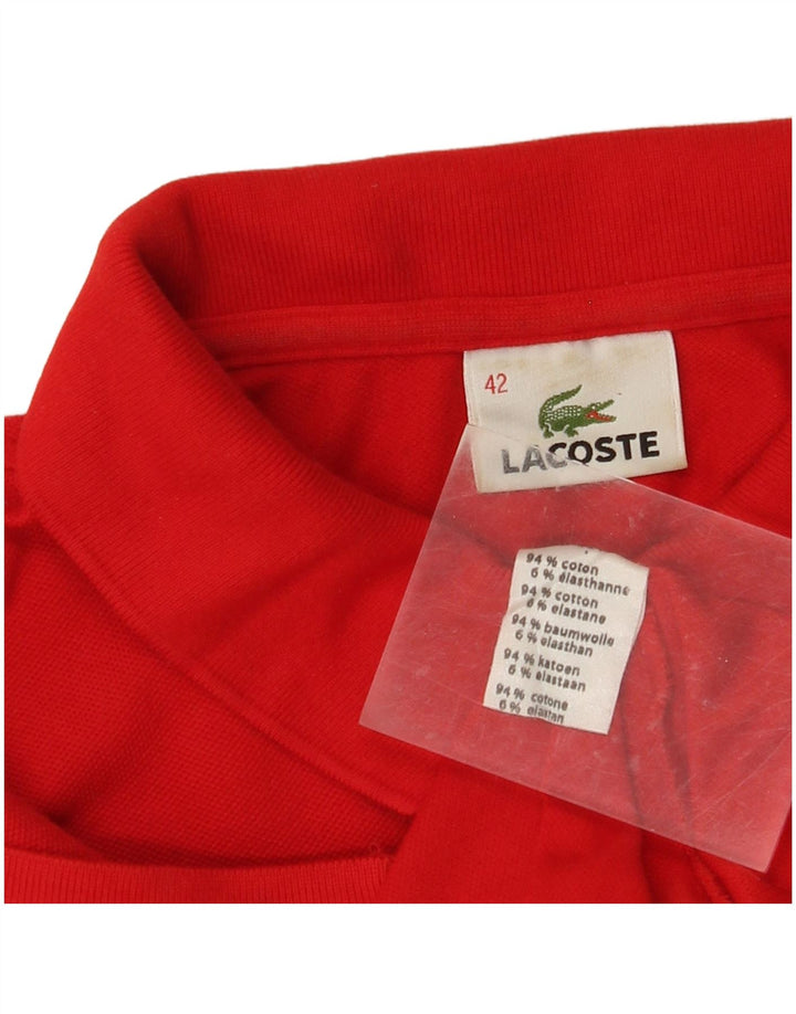 LACOSTE Womens Polo Shirt Size 42 Large Red Cotton