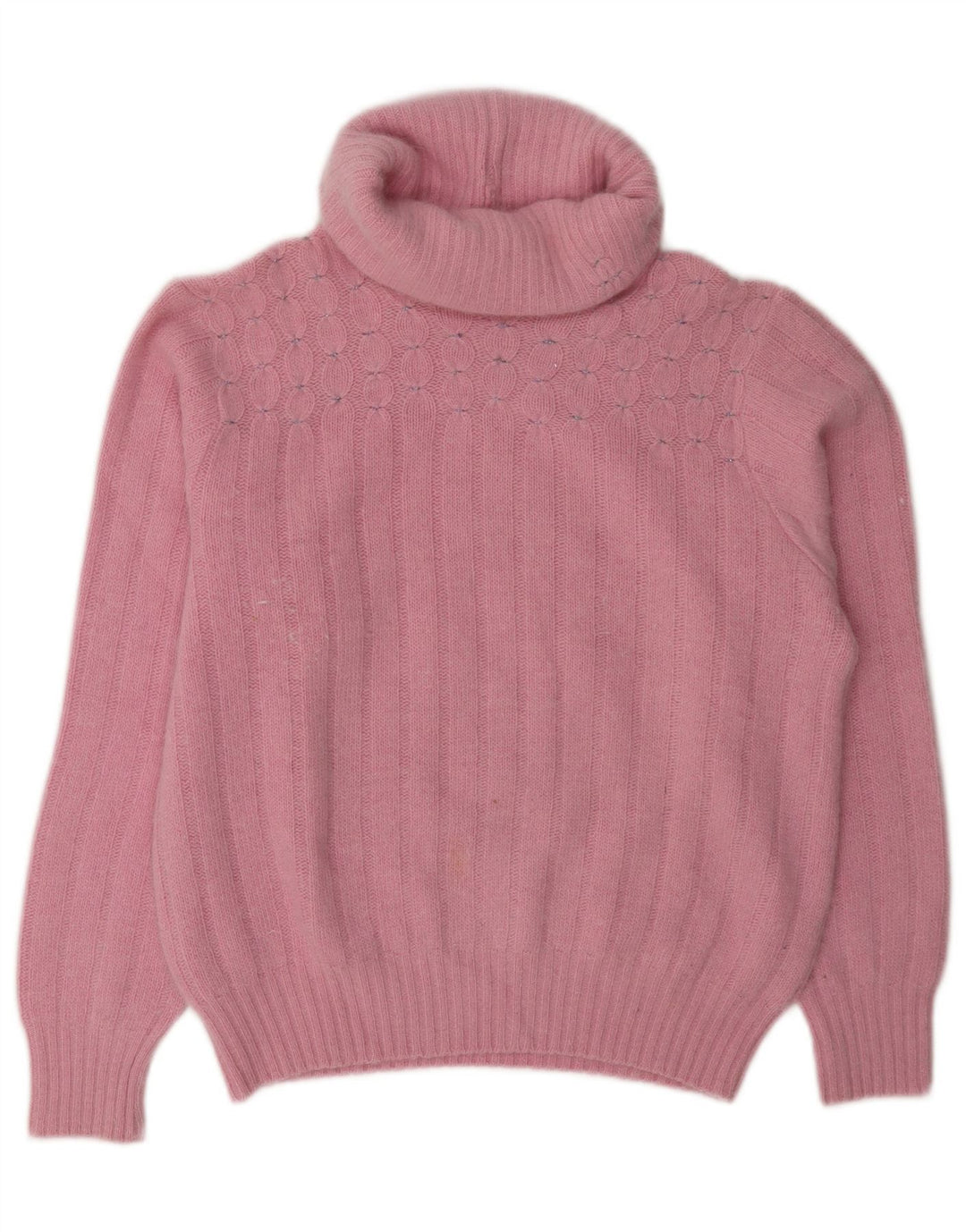 Vintage Womens Roll Neck Jumper Sweater UK 14 Medium Pink