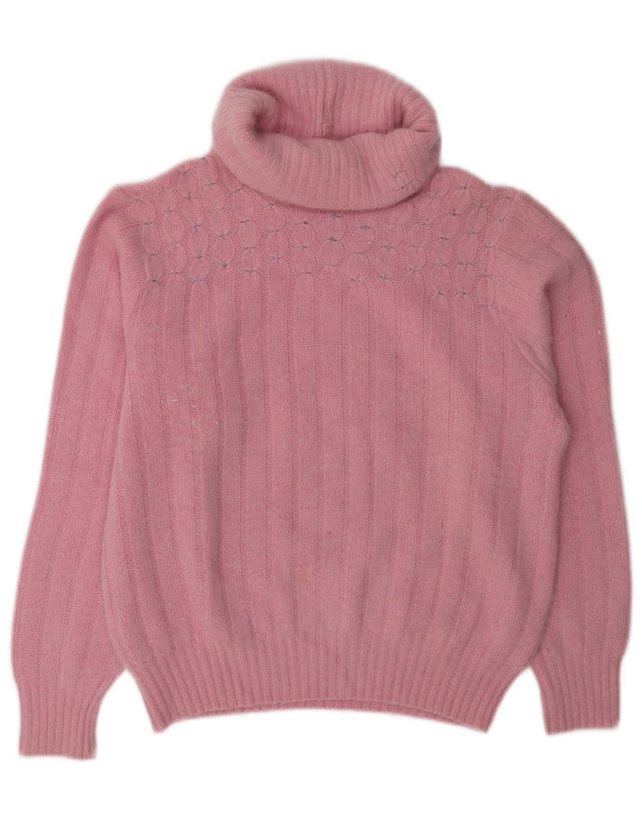 Vintage Womens Roll Neck Jumper Sweater UK 14 Medium Pink