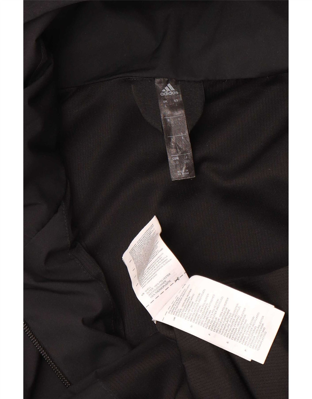 Adidas Mens Hooded Tracksuit Top Jacket Large Black Polyester