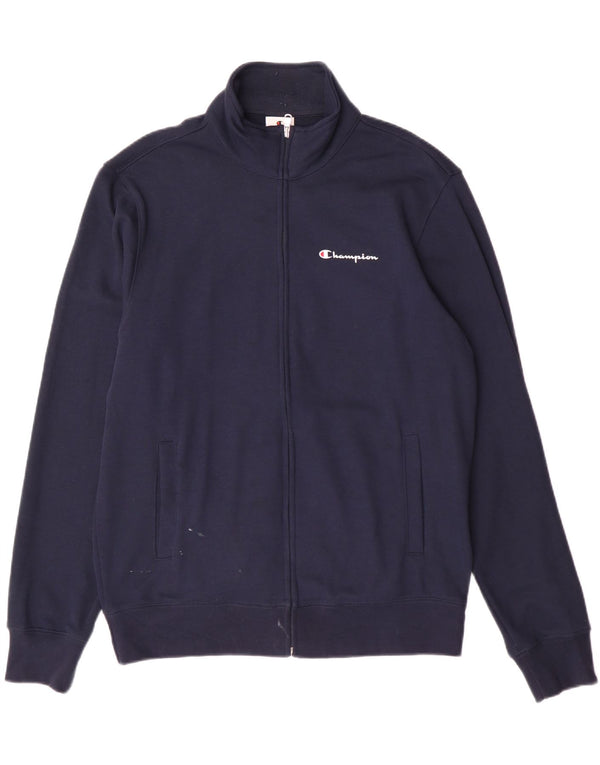 Champion Mens Tracksuit Top Jacket Medium Navy Blue Cotton
