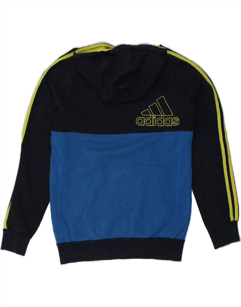 ADIDAS Mens Graphic Hoodie Jumper Small Navy Blue Colourblock Cotton | Vintage Adidas | Thrift | Second-Hand Adidas | Used Clothing | Messina Hembry 