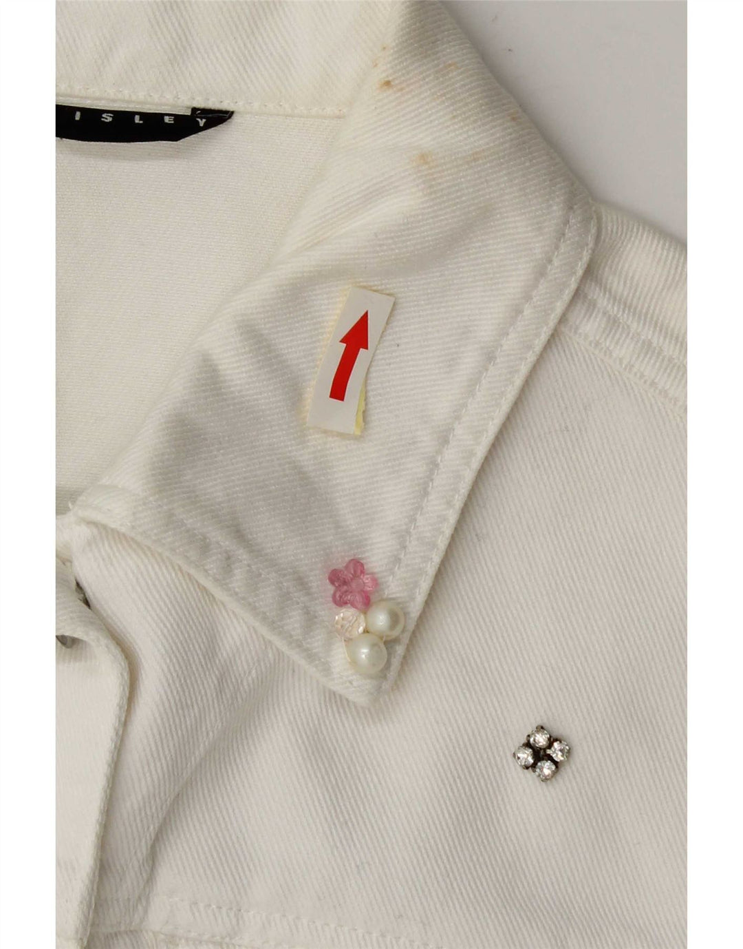 Sisley Womens 3/4 Sleeve Denim Jacket UK 4 XS White