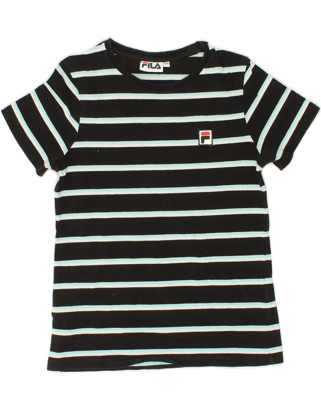 FILA Boys T-Shirt Top 11-12 Years Black Striped Vintage Fila and Second-Hand Fila from Messina Hembry 