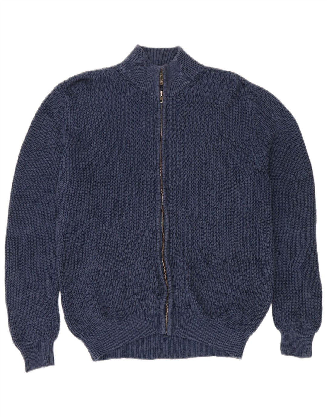 L.L.Bean Mens Full Zip Cardigan Sweater Large Navy Blue Cotton