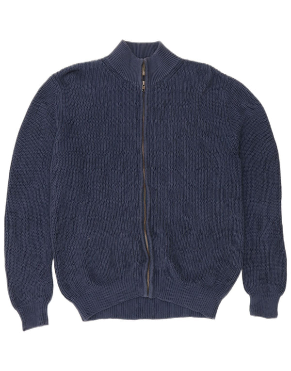 L.L.Bean Mens Full Zip Cardigan Sweater Large Navy Blue Cotton