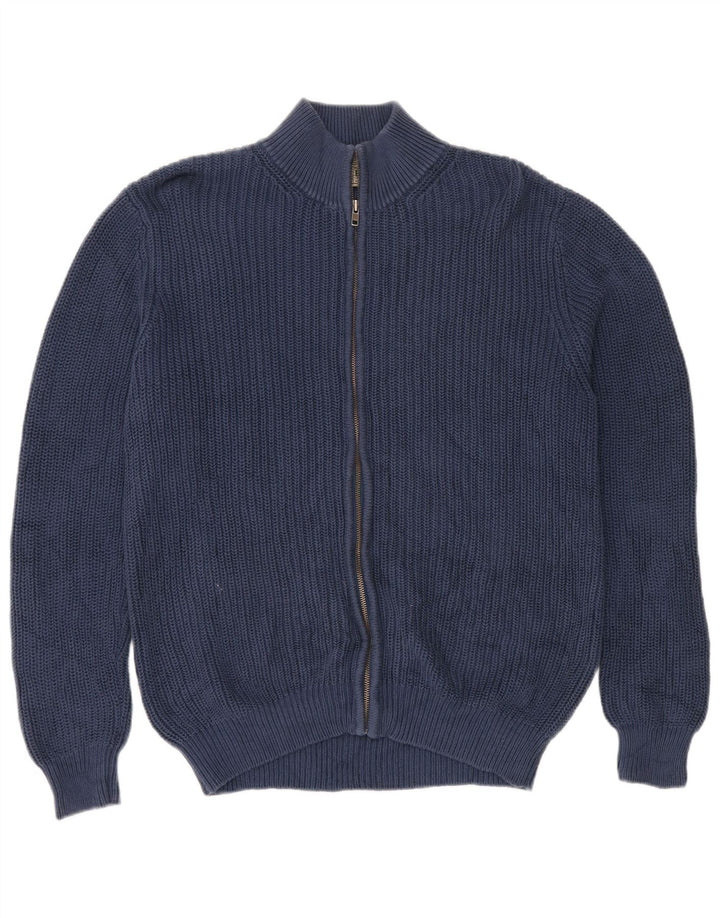 L.L.Bean Mens Full Zip Cardigan Sweater Large Navy Blue Cotton