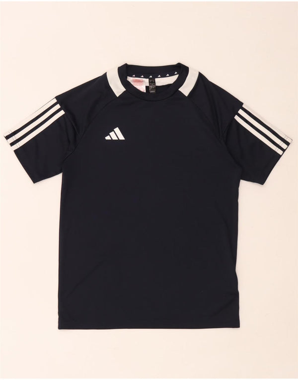 Adidas Boys Aeroready T-Shirt Top 13-14 Years Navy Blue Colourblock