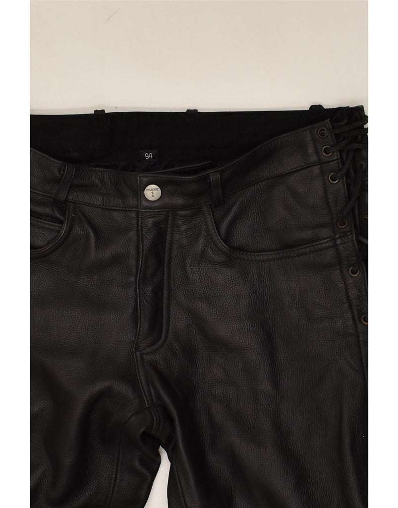 HIGHWAY 1 Womens Leather Casual Trousers W34 L35 Black Leather | Vintage Highway 1 | Thrift | Second-Hand Highway 1 | Used Clothing | Messina Hembry 