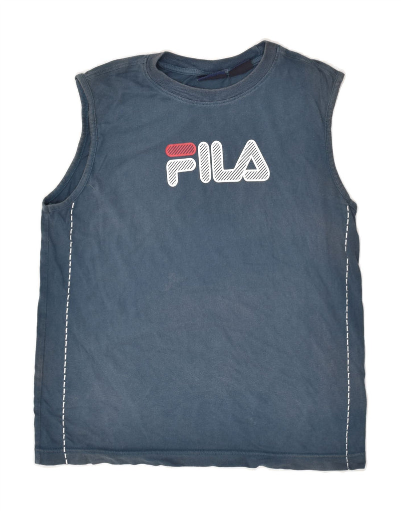 FILA Boys Graphic Vest Top 11-12 Years Navy Blue Cotton | Vintage Fila | Thrift | Second-Hand Fila | Used Clothing | Messina Hembry 