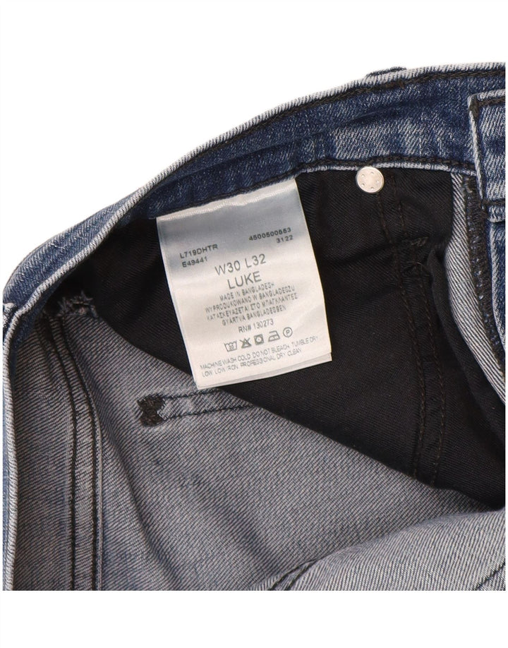 Lee Mens Luke Slim Jeans W30 L32 Blue Cotton