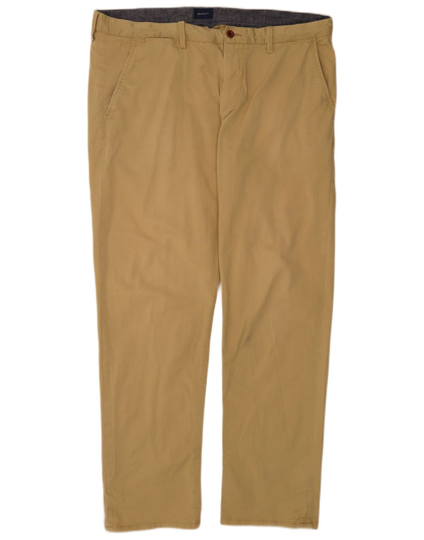 Gant Mens Straight Chino Trousers W38 L34 Beige Cotton