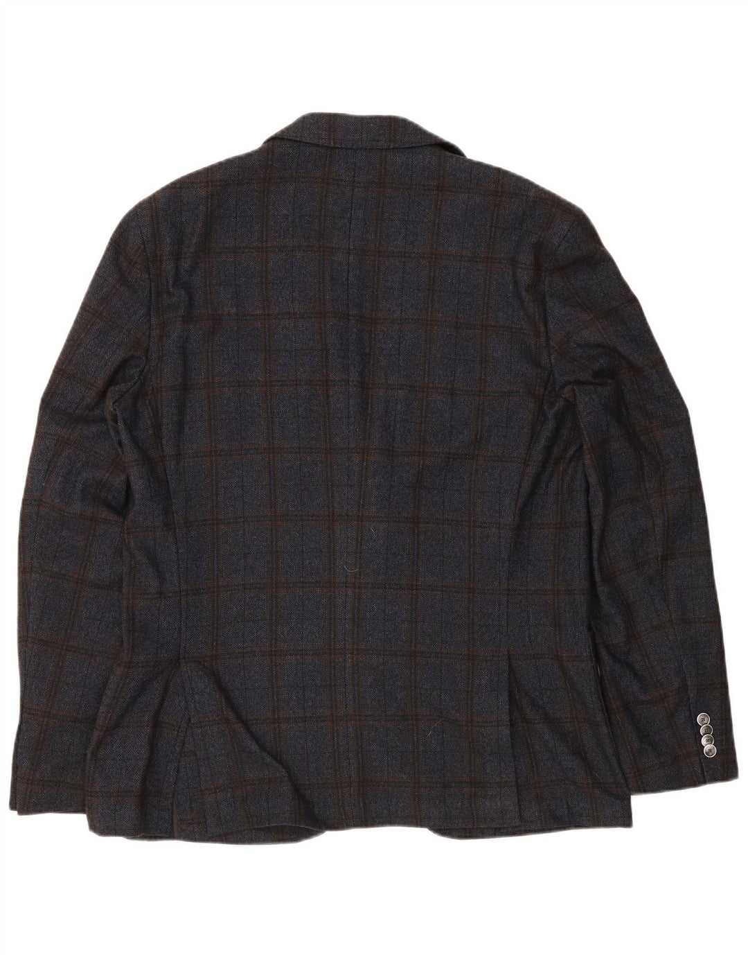 Hugo Boss Mens 2 Button Blazer Jacket EU 56 3XL Navy Blue Check Wool