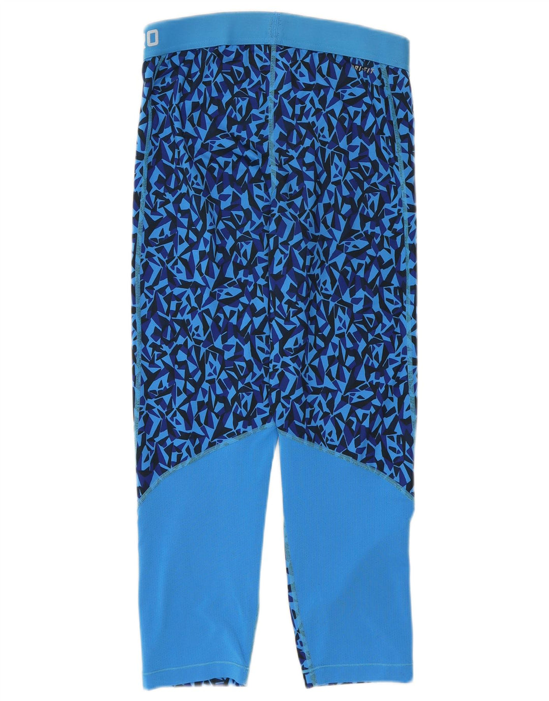 Nike Womens Crop Leggings UK 12 Medium  Blue Geometric Polyester