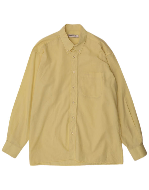 Pierre Cardin Mens Shirt Size 42 16 1/2 Large Yellow Polyester