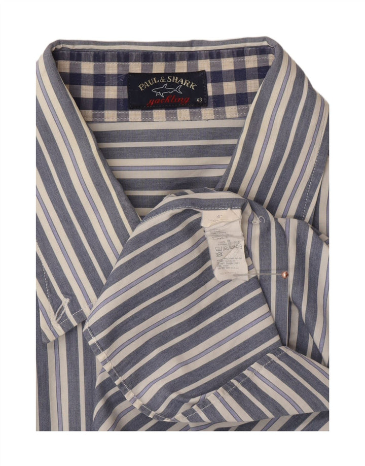 Paul & Shark Mens Shirt Size 43 Large Blue Striped Cotton