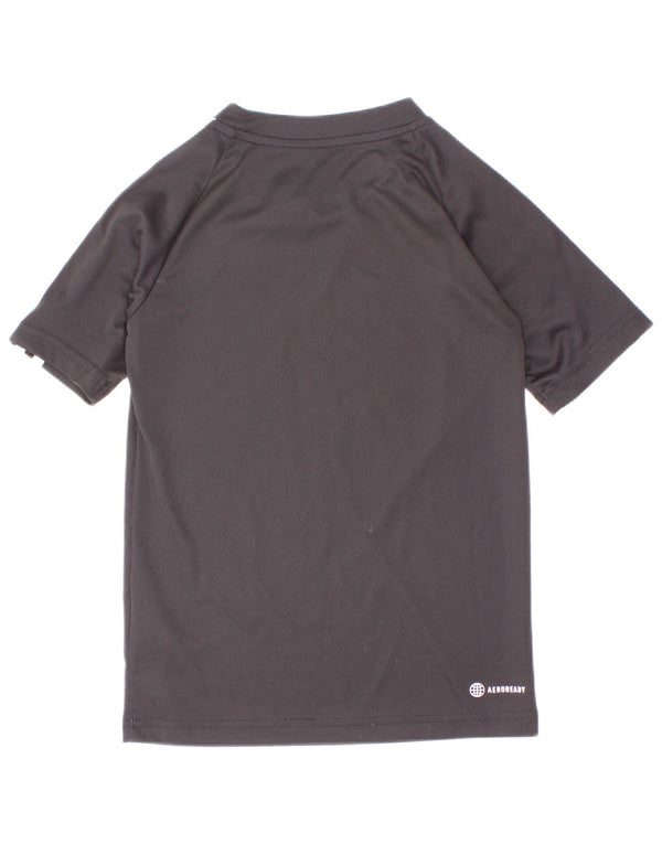 Adidas Boys Aeroready T-Shirt Top 7-8 Years Black Polyester