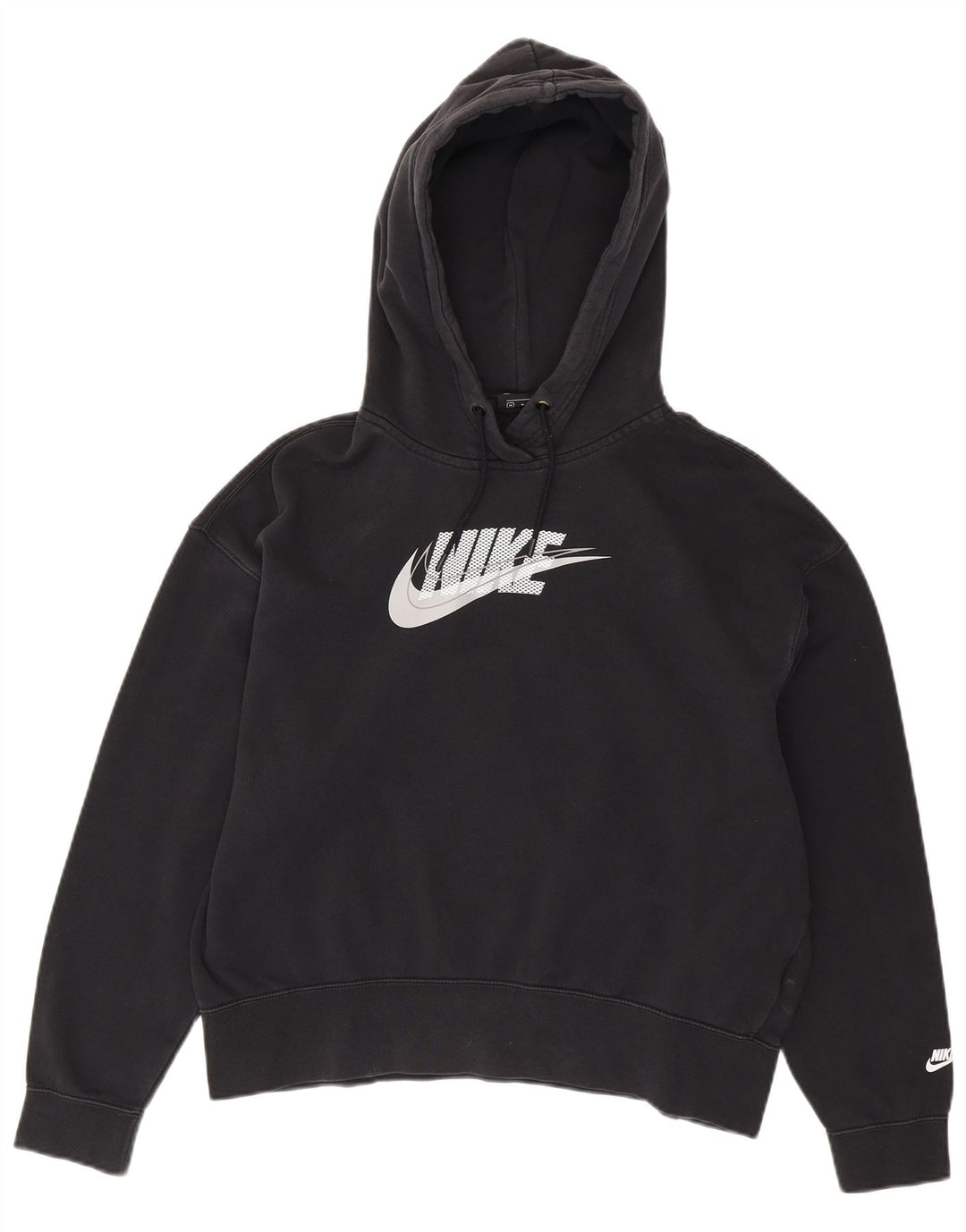 NIKE Mens Graphic Hoodie Jumper Medium Black Cotton