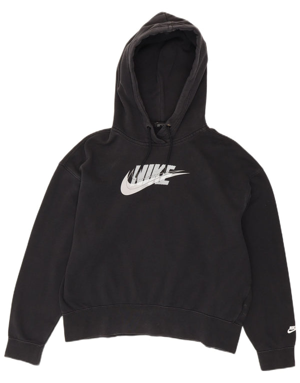 NIKE Mens Graphic Hoodie Jumper Medium Black Cotton