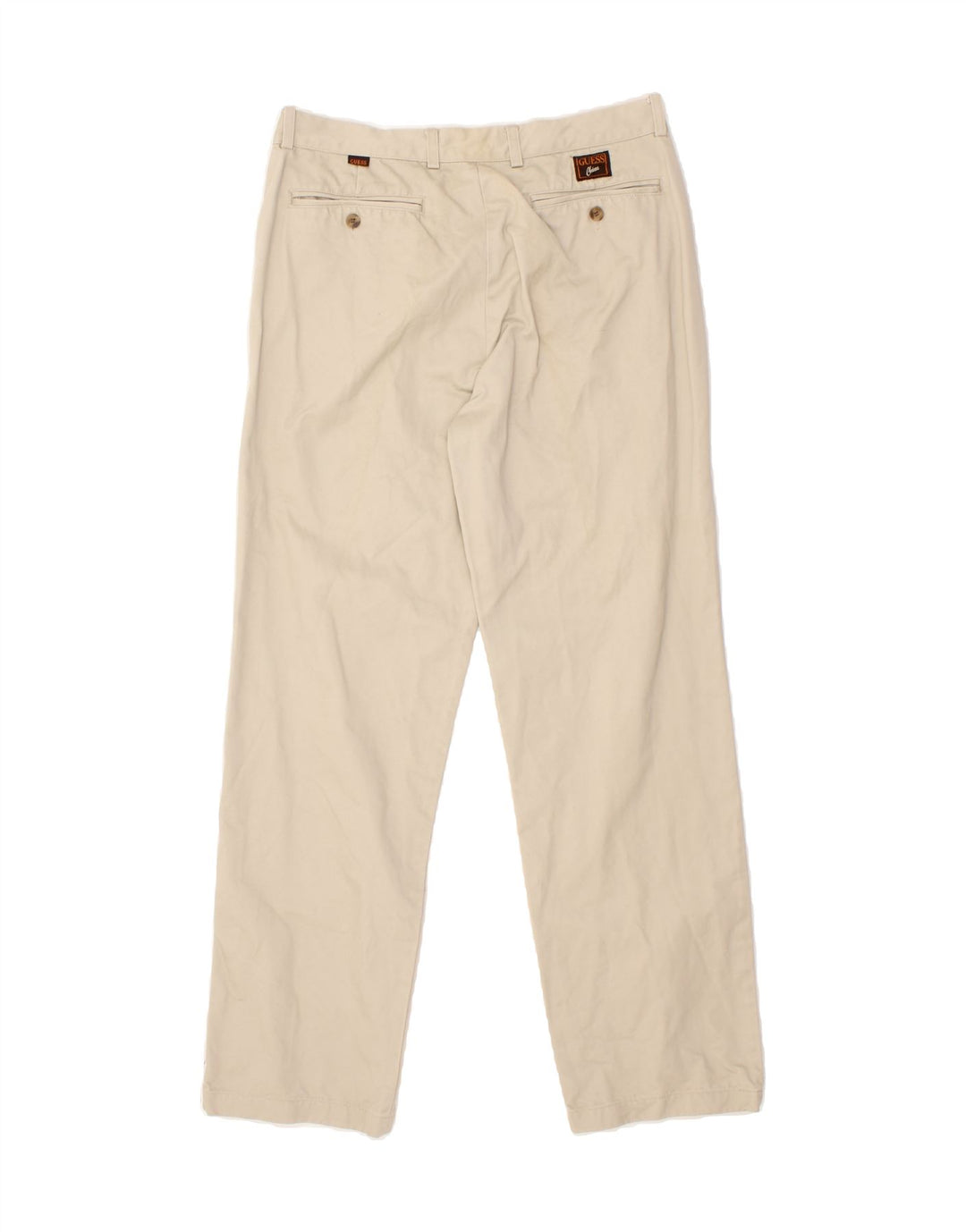 GUESS Mens Straight Casual Trousers W36 L30 Beige Cotton Vintage Guess and Second-Hand Guess from Messina Hembry 
