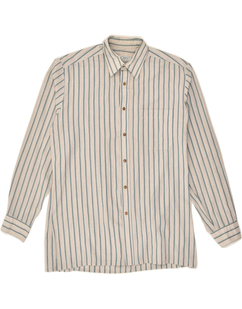 C&A Mens Shirt Size 39 Medium Beige Striped Polyester | Vintage C&A | Thrift | Second-Hand C&A | Used Clothing | Messina Hembry 